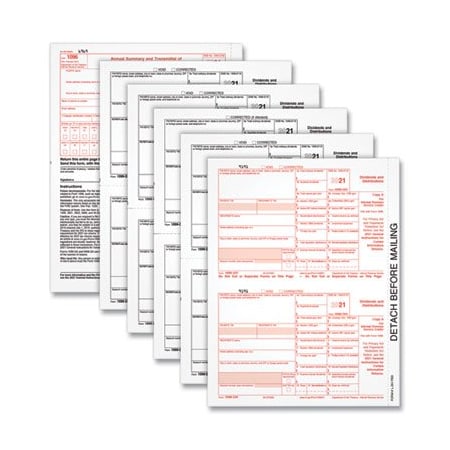 Tops Products TOPS, 1099-Div Tax Forms, 5-Part, 5 1/2 X 8, Inkjet/laser, 24 1099s & 1 1096 22973